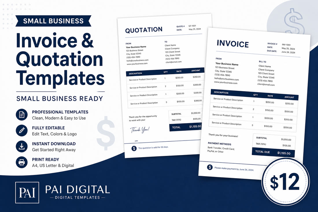 INV-001 Invoice & Quotation Bundle cover