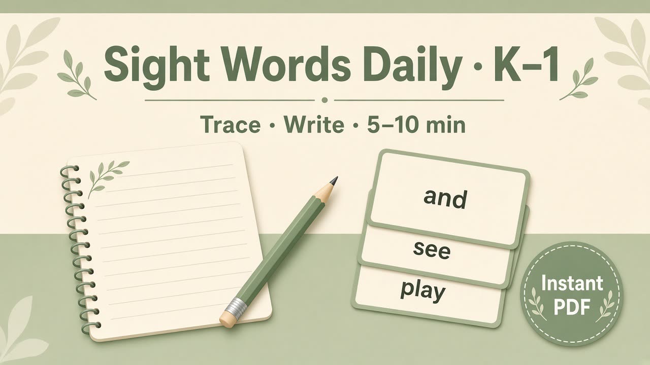 SWD-001 Sight Words Daily Practice Pack K–1 cover